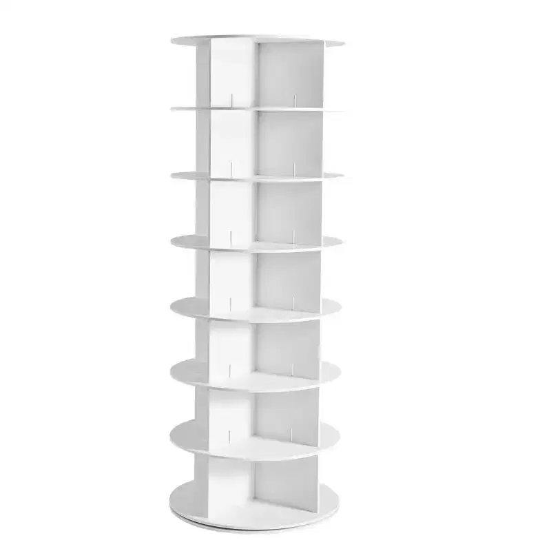 VEVOR 7Tiers Rotating Shoe Rack Tower,360Spinning Shoe Rack,Revolving Storage Round Carousel Display,Freestanding Lazy Susan Organizer Display,White