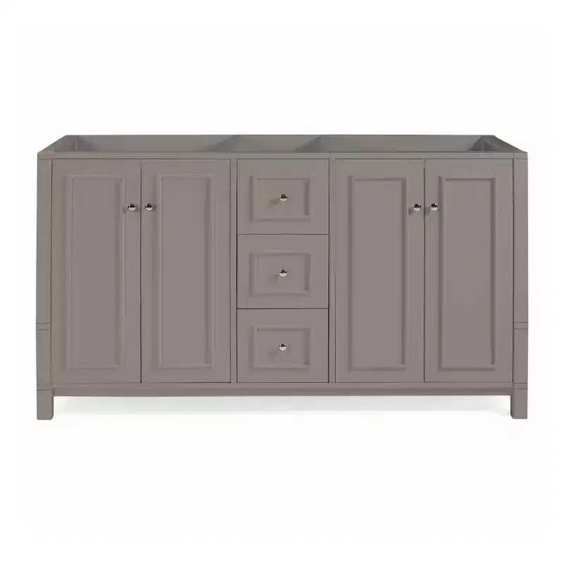 Alaterre Furniture Williamsburg 60 in. Double Sink Bathroom Vanity - Freestanding Cabinet Without Top, Gray
