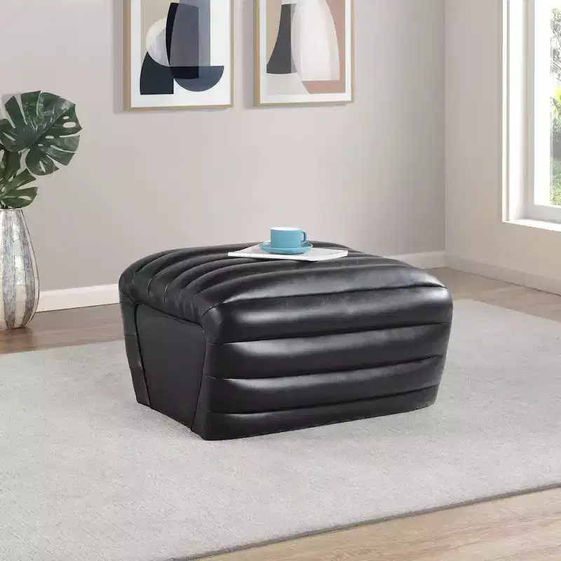 Meridian Furniture,Vega Vegan Leather Ottoman