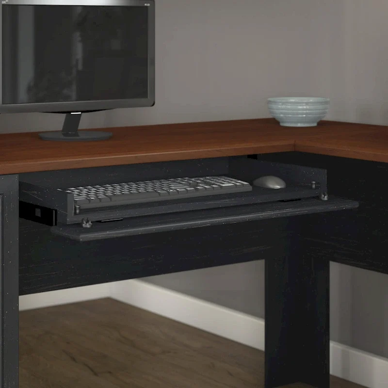 Fairview 60W L Shaped Desk with Hutch and Bookcase by Bush Furniture