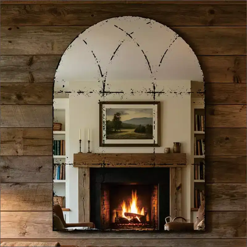 Vintage Industrial Wall Mirror with High-Definition Glass, 36