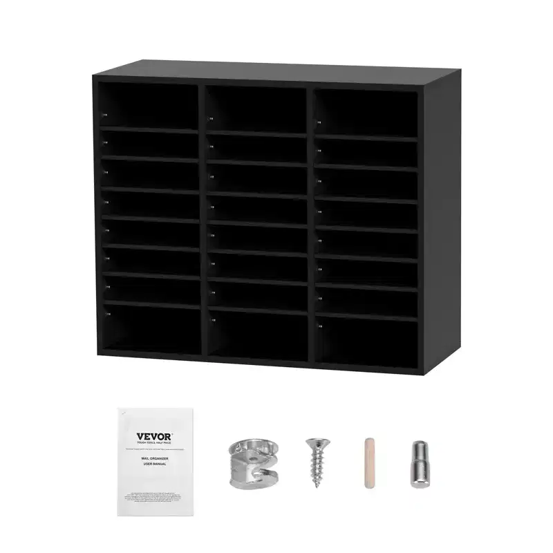 Wood Literature Organizer with 24 Compartments