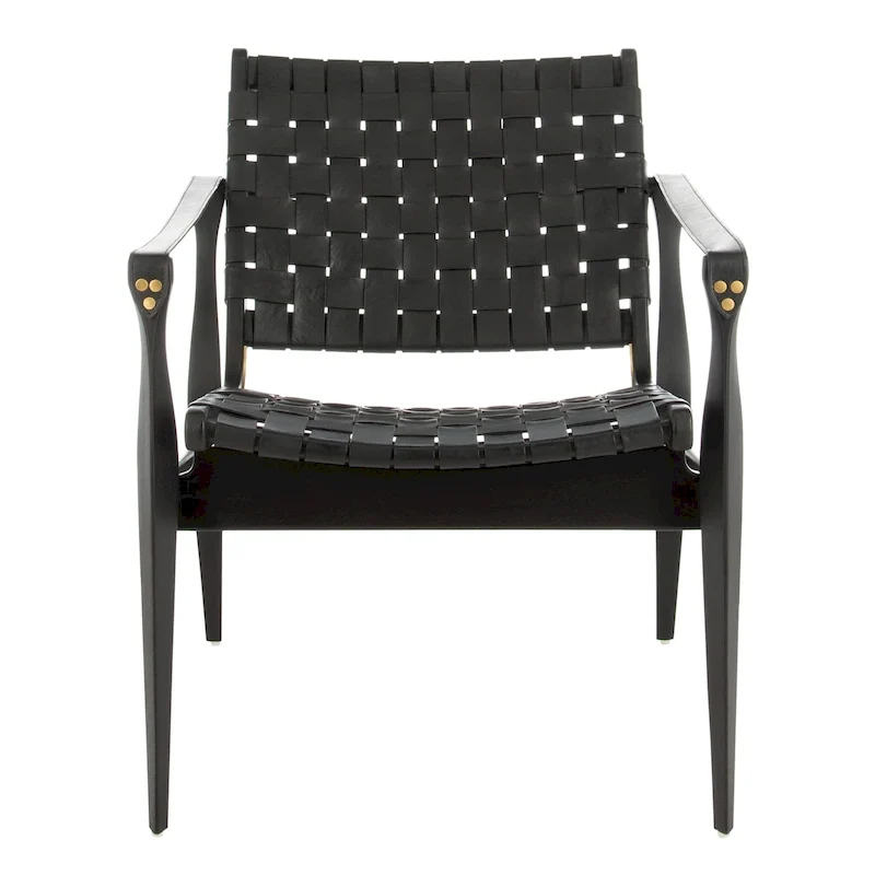 SAFAVIEH Couture Zenica Leather Safari Chair - 24.5 W x 30 L x 30 H - 25W x 30D x 30H