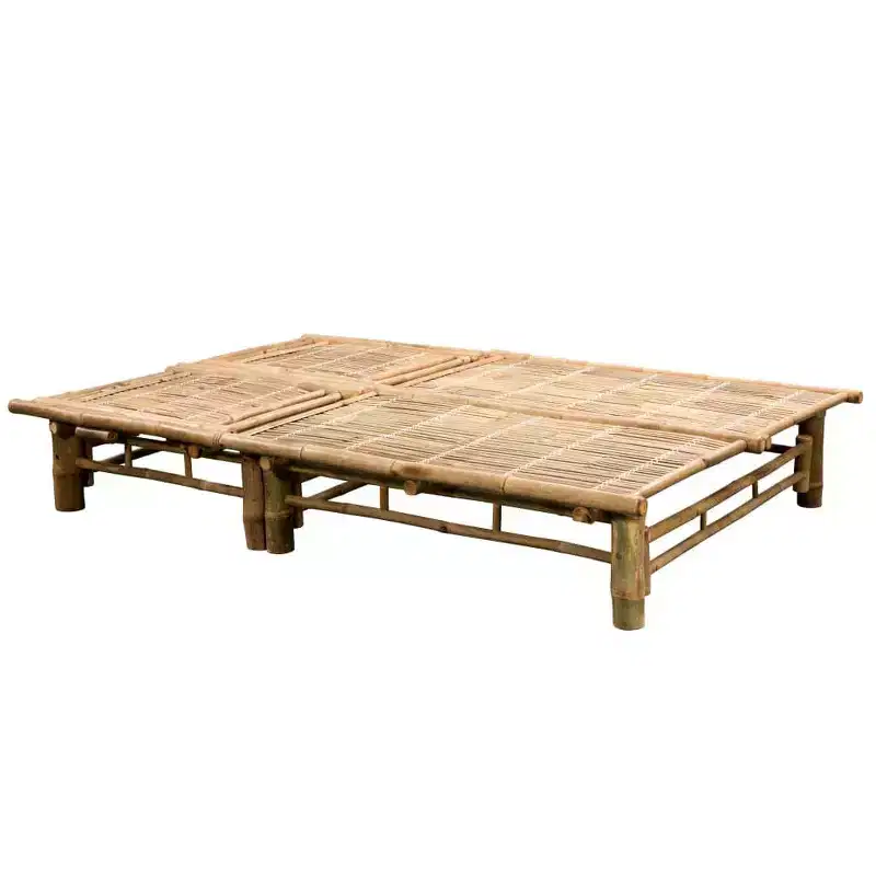 vidaXL Sun Lounger Natural bamboo, (cushions)