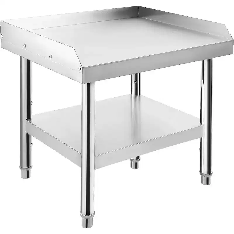 Acekool 24 Stainless Steel Grill Stand  1000 lb Rated Commercial Table with Adjustable Legs & Safety Baffle
