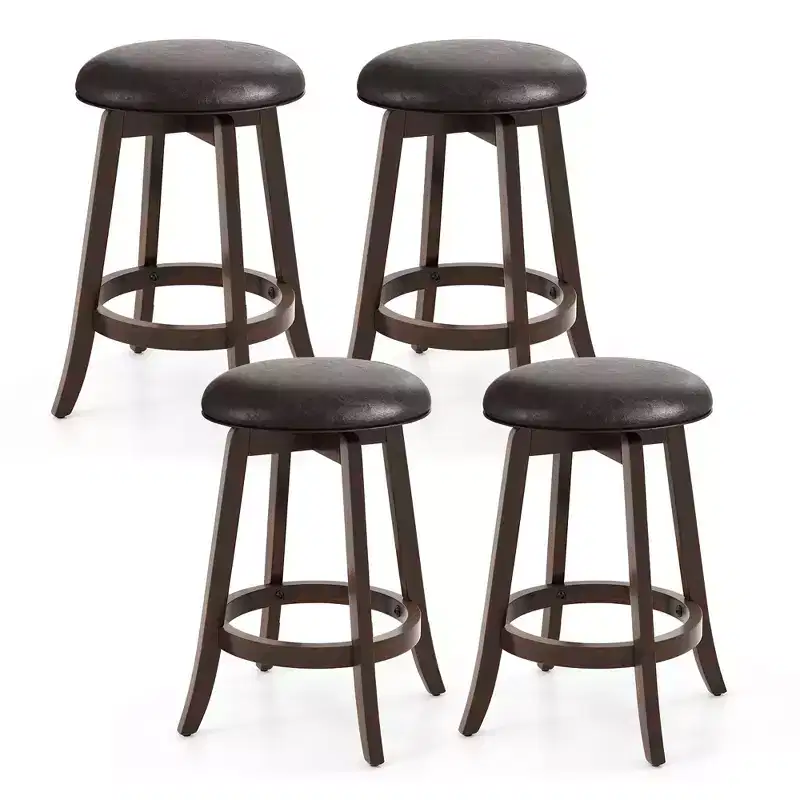 Costway 24 Counter Height Stools Set of 4 w/ 360 Swivel Round Seat & Footrest