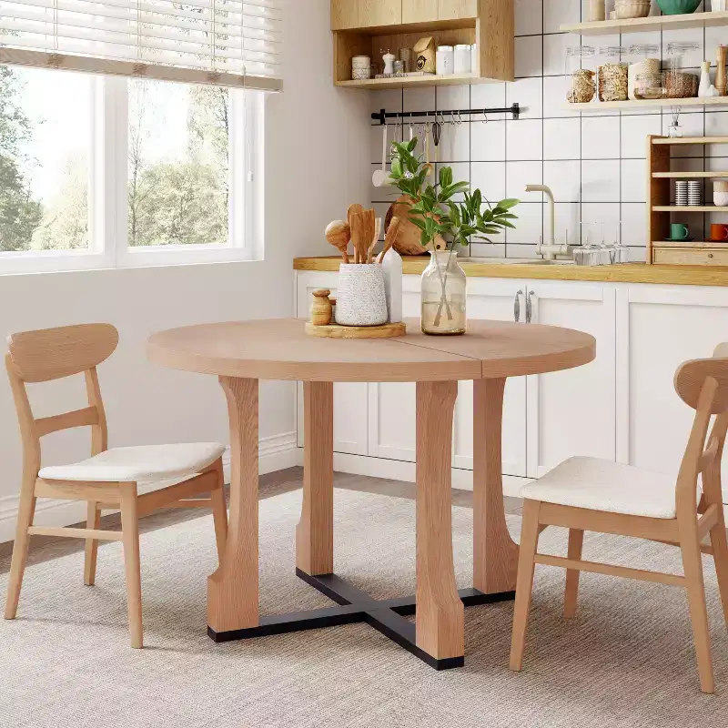 48 Rustic Criss Cross Frame Round Dining Table