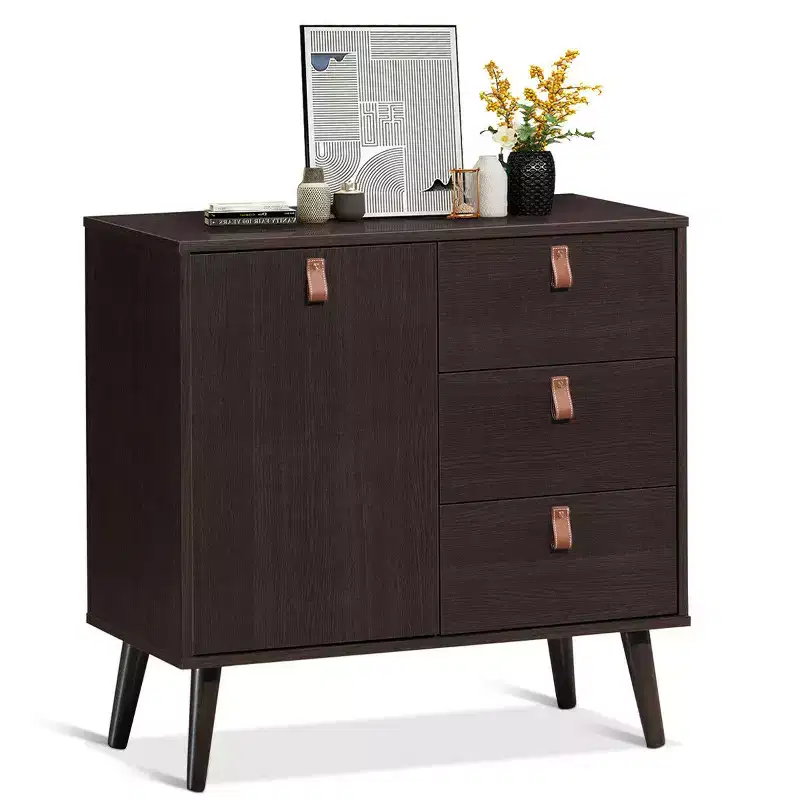Sideboard Entryway Console Table w/ Display Cabinet Brown Home