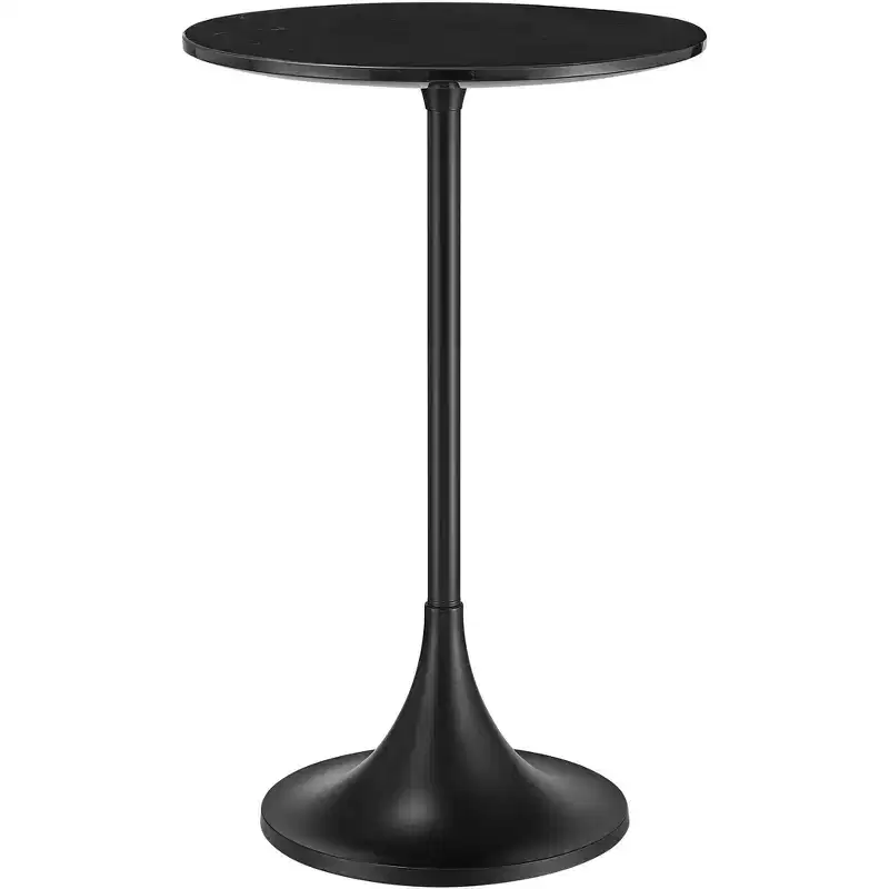 Studio 55D Studio 55 Mesita 24 End Table Black Marble Top with Black Finish Base