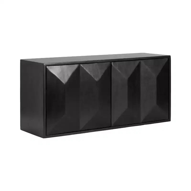 Kate & Laurel All Things Decor 30"x10"x14" Ranier Two-Door Wall Cabinet Black