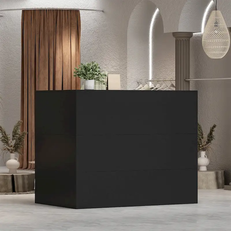 Timechee 55.9W 48.4H L-Shape Wood Reception Desk Drawer With Lock