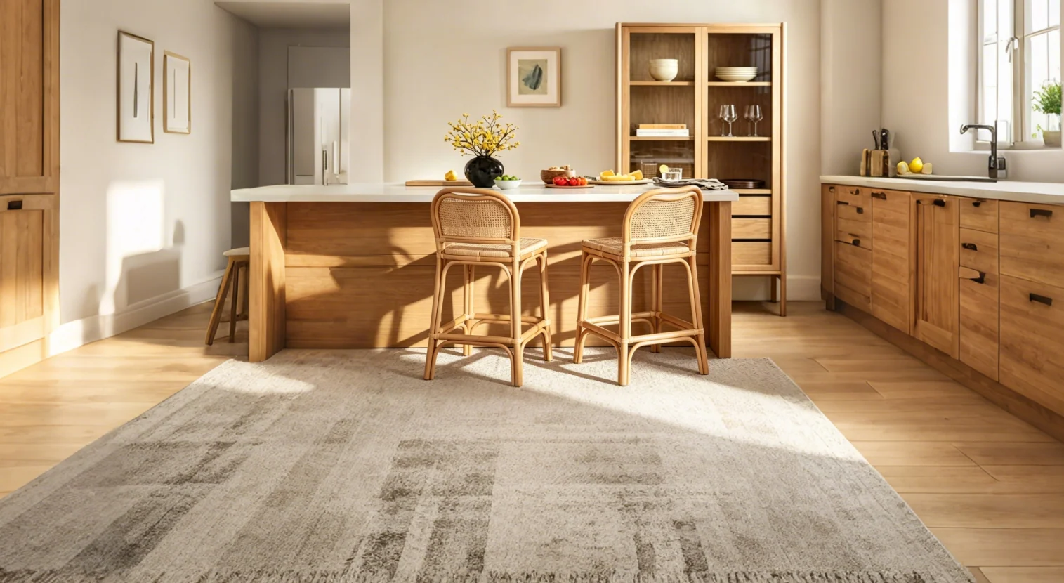 Rattan Counter Height Barstool Natural Brown – Fixed Height, No Assembly