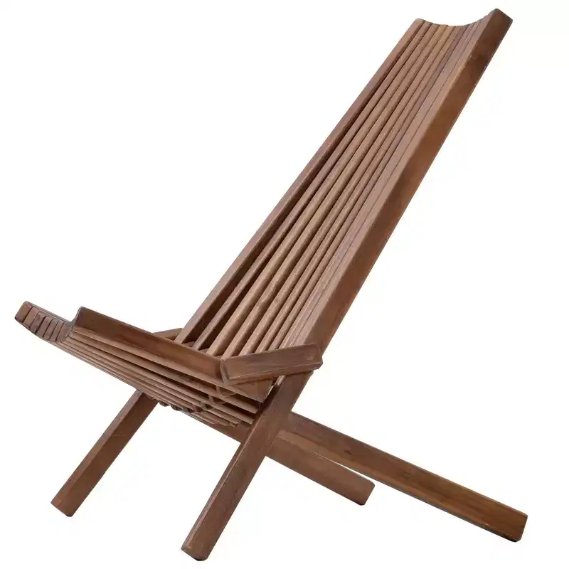 Okak Rustic Acacia Ardirondack Chair Foldable Ardirondack,1 Pc,Boho Leisure Chair with High Back&Slatted Frame for Porch,Backyard&Garden,Brown