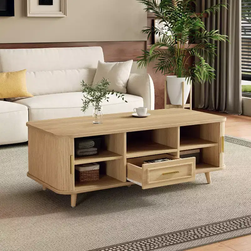 Christopher Knight Home Nova Multi-Storage Coffee Table with Sliding Doors and Drawer