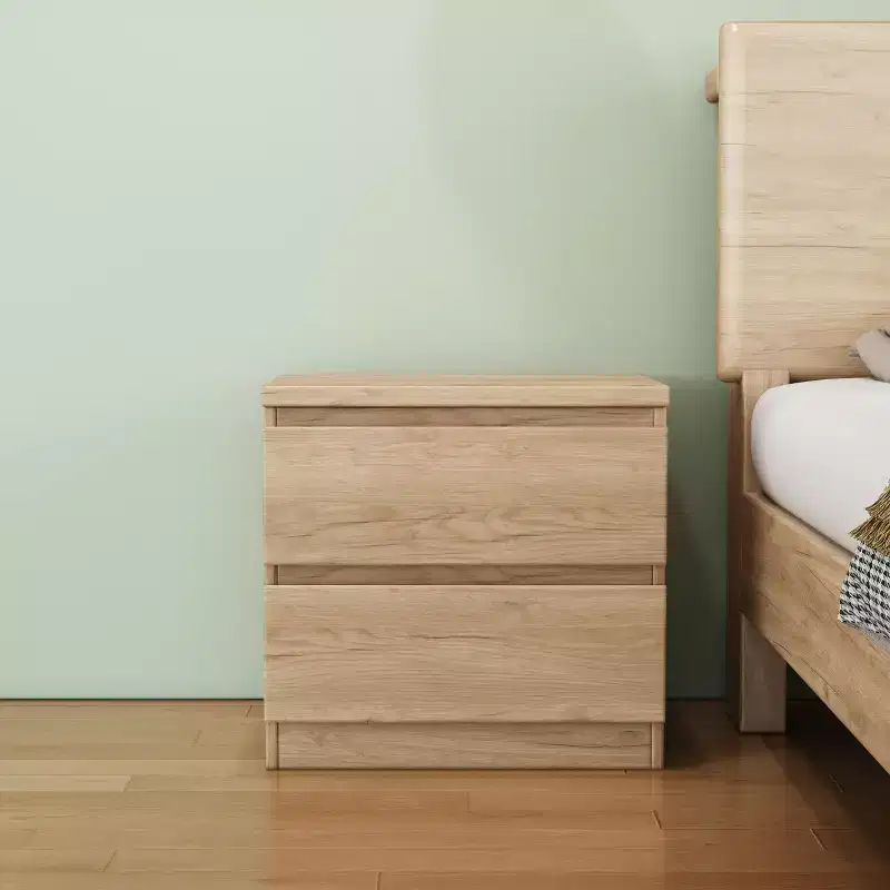 Designed for everyday convenience, this 19.7-Inch Natural Nightstand with 2 Drawers, Beside Table with Drawers Handle Free Design,Thickened Top.