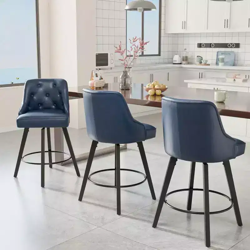 PU Leather Elegant 360 Swivel Bar Stool Stylish Design With Plush Cushion & Sturdy Build