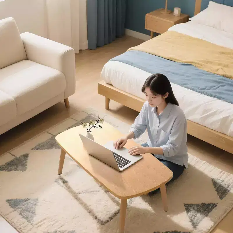 Space-Saving Wooden Folding Coffee Table | Low Floor Laptop/Study Desk (39.4x19.7in) | For Office, Dorm & Small Living Spaces