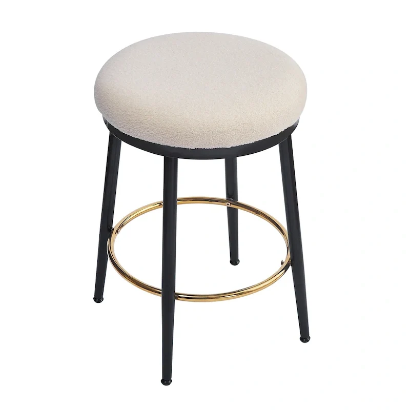 Roomfitters Modern Counter Stools, Set of 2 Bar Height Chairs with Iron Frame, Cushioned Seat and Footrest