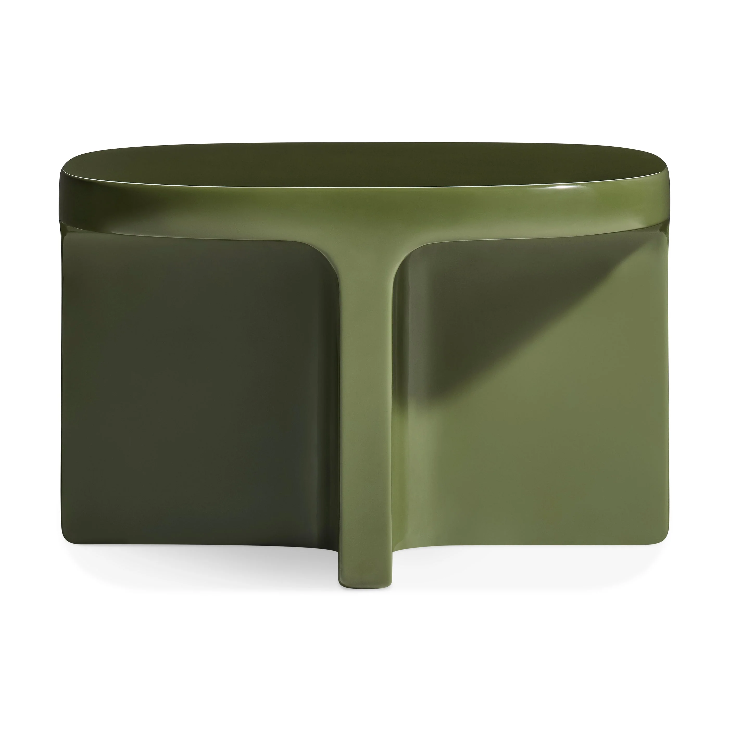 Playful Olive Concrete Side Table with Monolithic T-Shape for Living Room