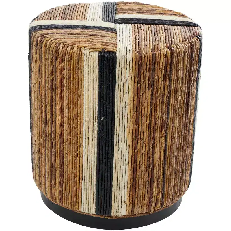 Olivia & May Banana Leaf Handmade Linear Wrapped Accent Table Brown: Mahogany, No Assembly Required