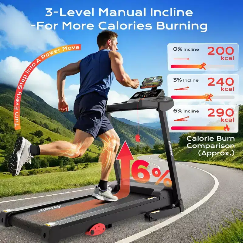 Treadmill with Incline for Home, 3-in-1 Folding Treadmill with 300LBS Capacity, 7.5MPH, 16''Wide Belt, 64 Programs, Knee Support