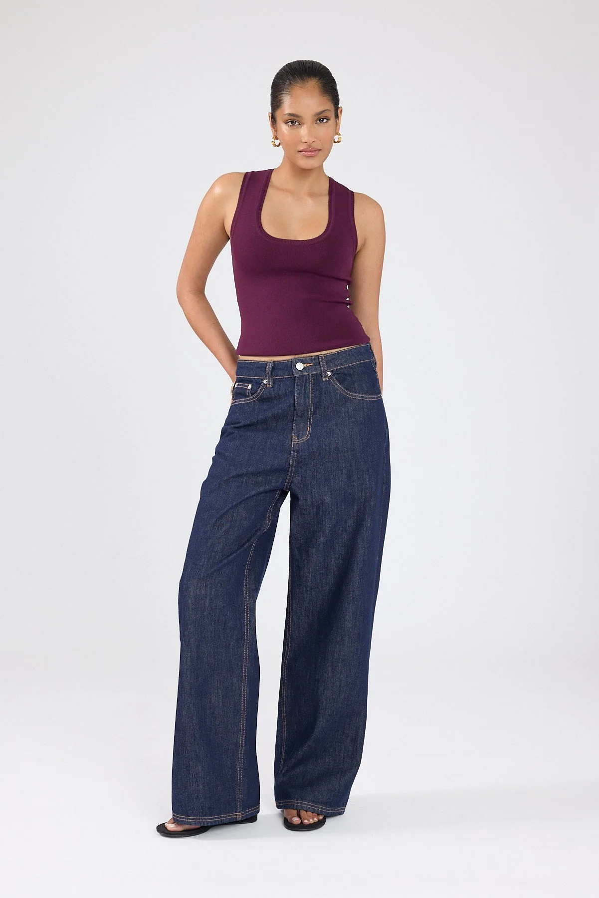 Knit Racer Top Plum
