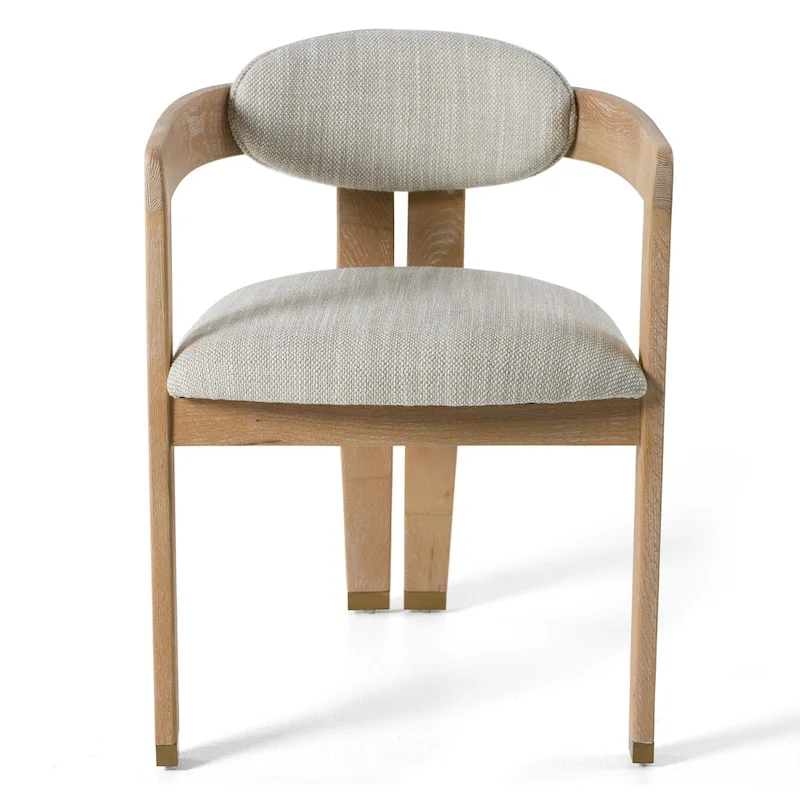 Modern Off-White Fabric & White Wash Oak Dining Chair