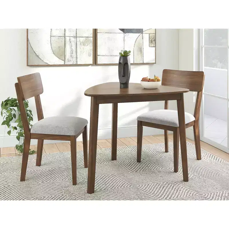 Signature Design by Ashley Allstream Dining Upholstered Side Chairs, Set of 2, Gray Polyester Seats with Brown Solid Wood Frame