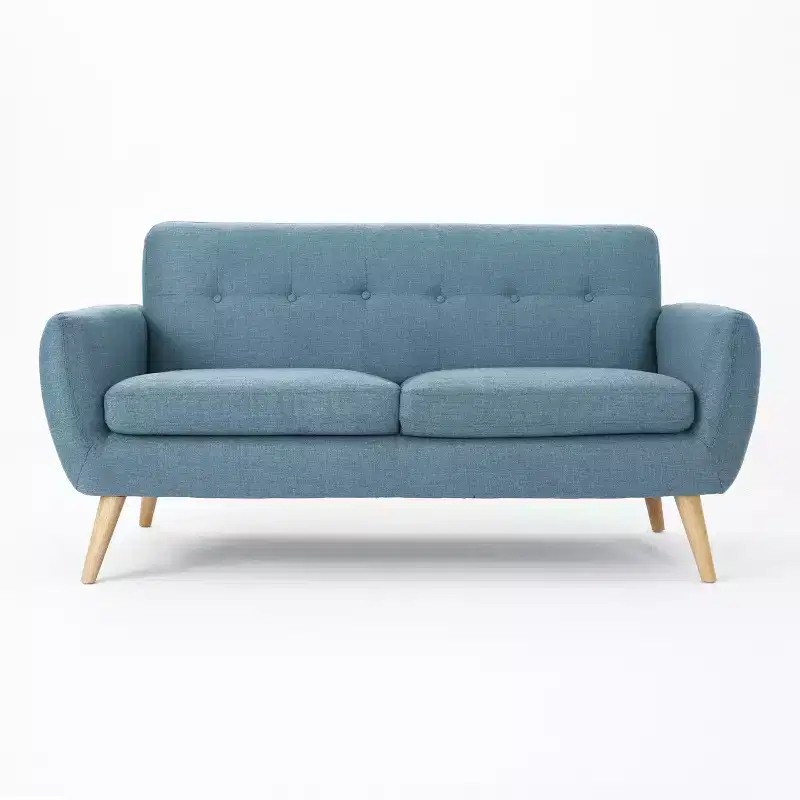 GDFStudio Sheena Mid Century Modern 67.25  Upholstered Tufted 2 Seater Sofa