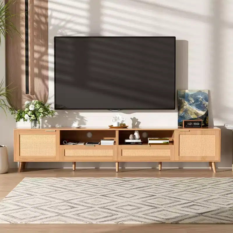 Rattan TV Stand for TVs up to 90