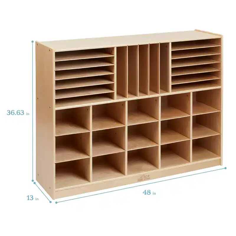 Multi-Section Mobile Tray Cabinet with Cubby Storage Compartments, Kids Furniture