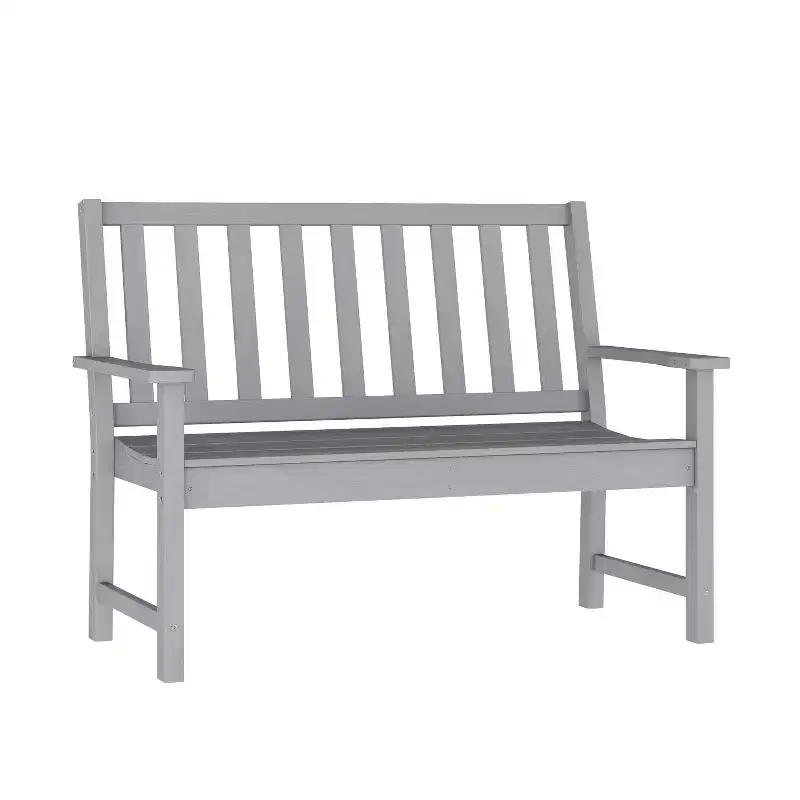 Flash Furniture Ellsworth Commercial Grade All Weather Indoor/Outdoor Recycled HDPE Bench with Contoured Seat