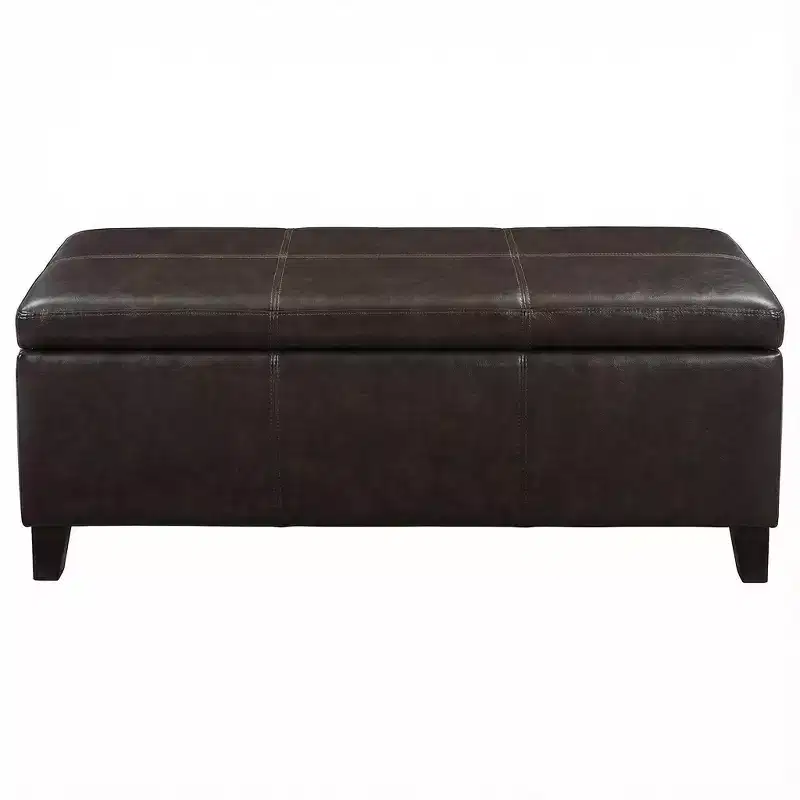 Faux Leather Upholstered Storage Ottoman Bench for Living Room & Bedroom
