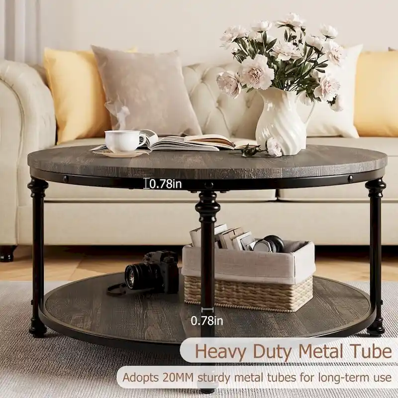 Round Coffee Table 30.31 Industrial Center Table