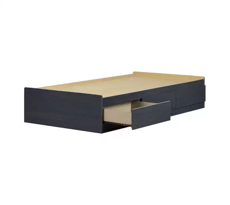 HomeStock 14.75 in.H Twin Size Blue with Storage Beds made of Particle Board Bed Frame
