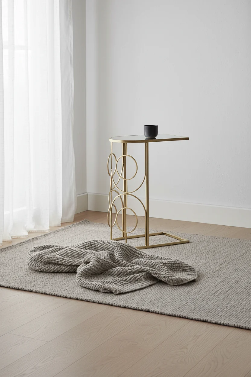 Contemporary Mirrored Accent Table Gold  May: No Assembly, Indoor Use, Iron Frame
