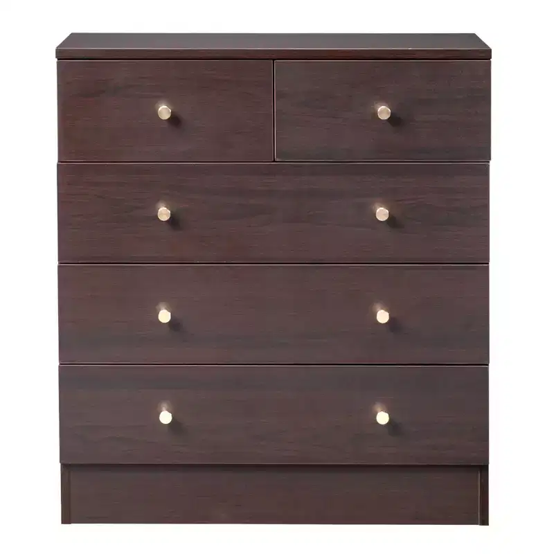 Karl Home 5-Drawer Brown Particle Board 25.98in. W Chest of Drawer