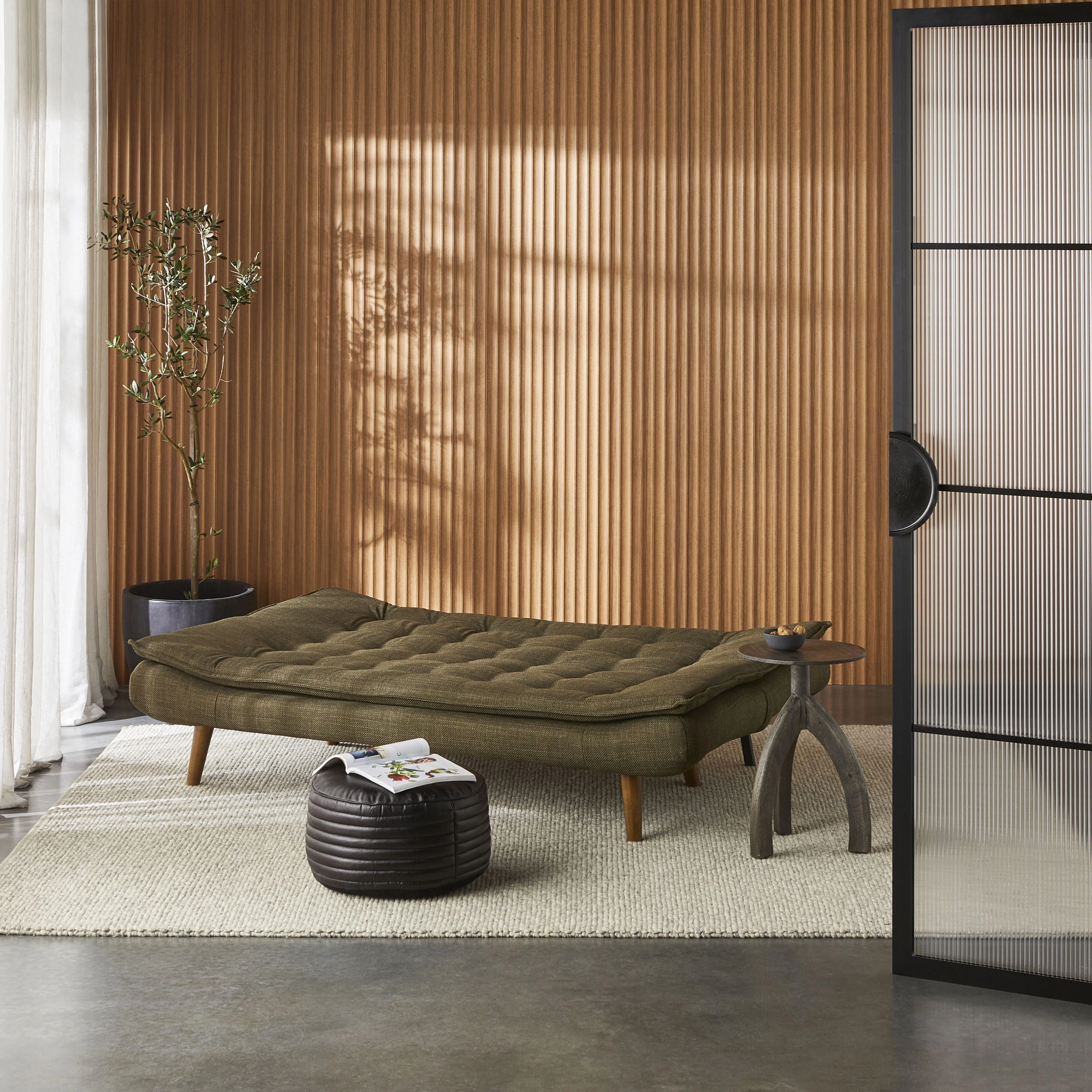 Click-Clack Sofa Bed Cypress Green Textured Weave