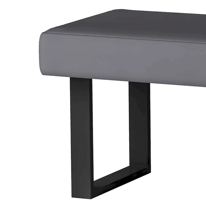 Somette Lillian Gray Upholstered Bench with Steel Legs