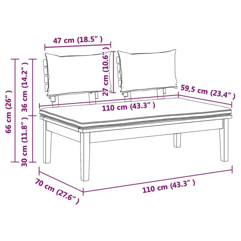 vidaXL Garden Bench 2 pcs Solid Teak wood