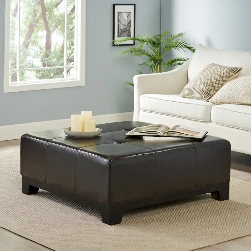 Espresso Bonded Leather Ottoman
