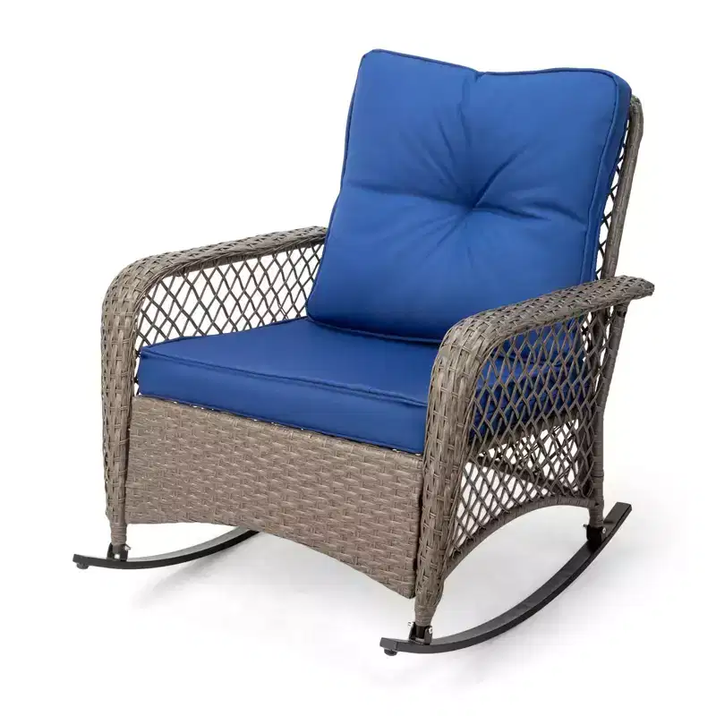Karl Home | Outdoor Rattan Rocking Chair with Cushion