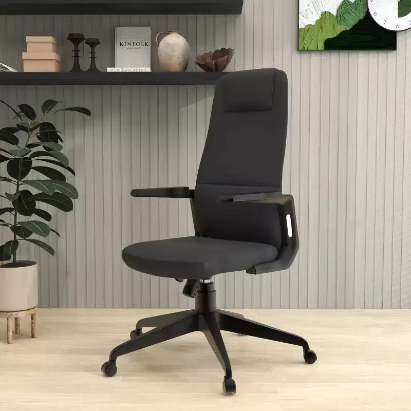 LeisureMod Nexa Ergonomic High-Back Office Chair  Adjustable Height, Swivel, Tilt, Padded Headrest, Lumbar Support, Desk Chair for Home Office