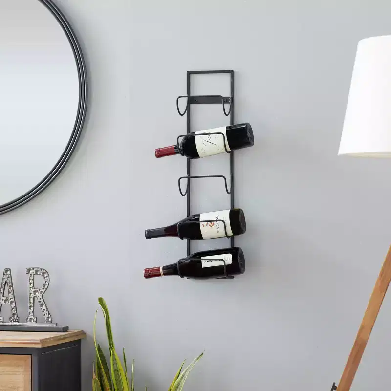 Industrial Metal Wall Wine Rack Black