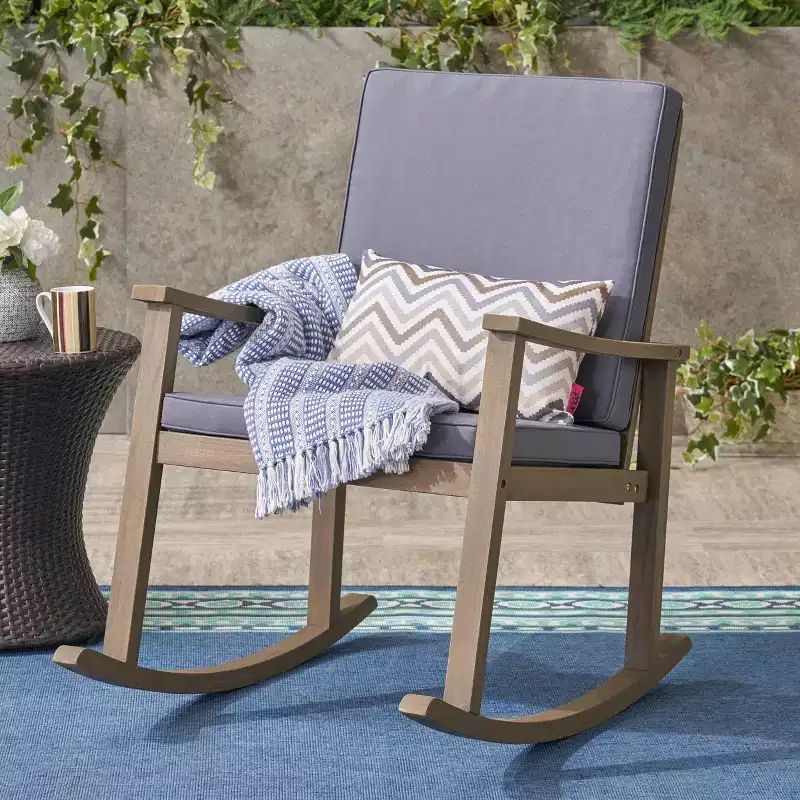 Christopher Knight Home Murad Modern Patio Acacia Wood Rocking Chair with Cushions