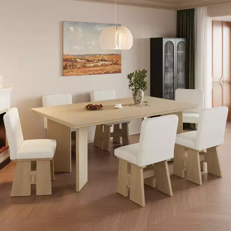 GDFStudio Felton Modern 7 Piece Wood Upholstered Dining Table Set