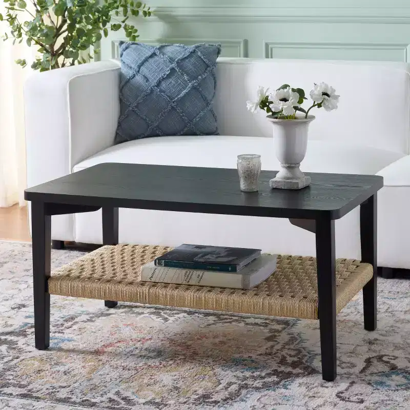 1-Shelf Coffee Table with Wood Veneer Top