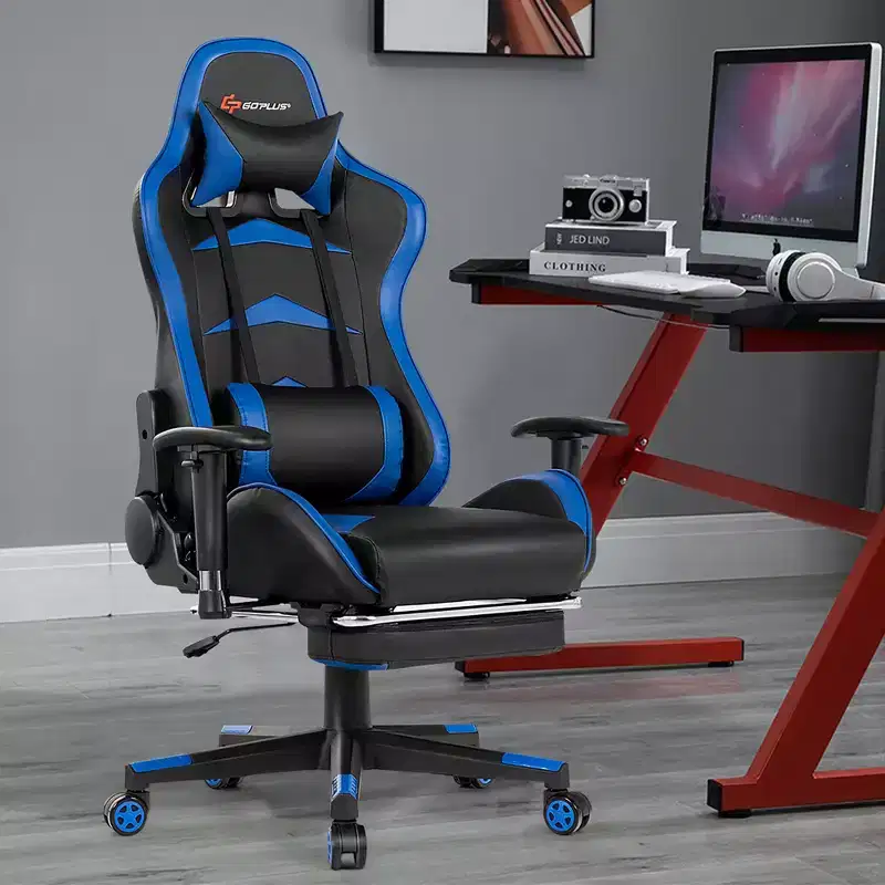 Massage Gaming Chair Reclining Swivel Racing Office Chair with Footrest