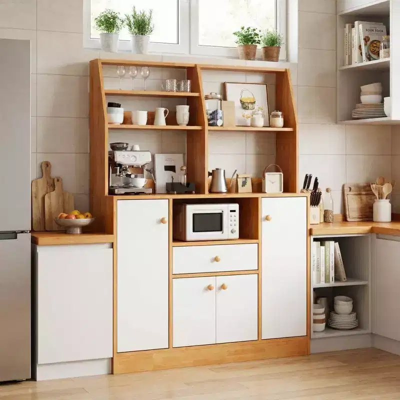 Freestanding Sideboard Buffet Cabinet - 2 Doors, 3 Drawers, Wood, Adjustable Shelf, Kitchen Pantry Storage for Dining Room Entryway Living Room