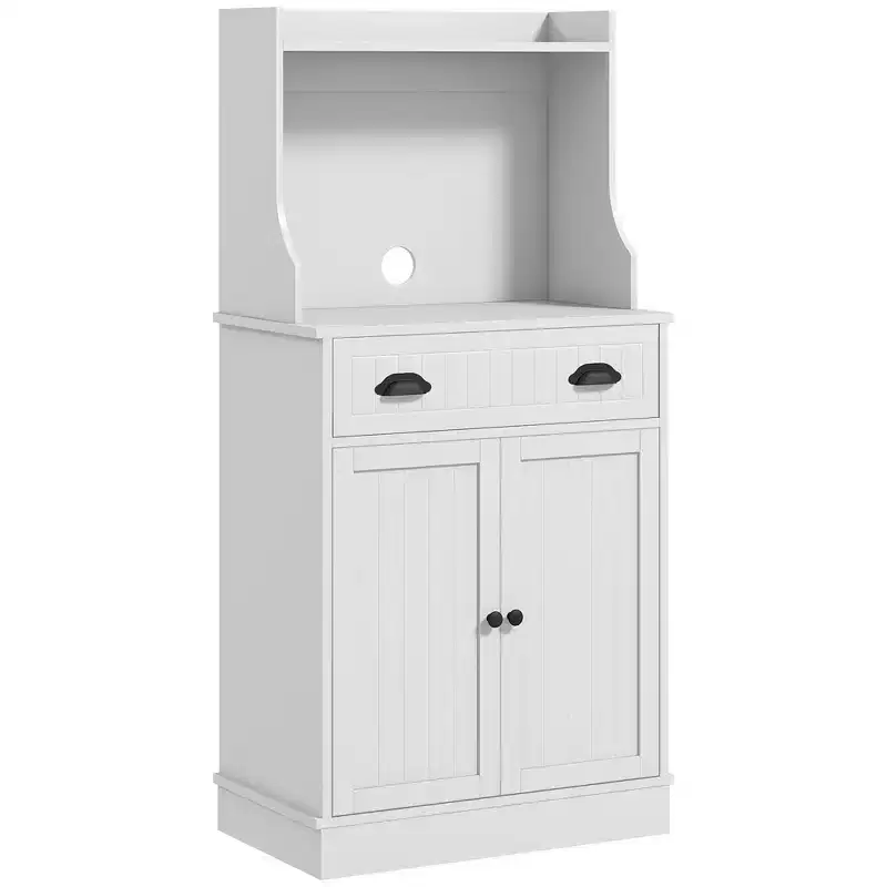 Kitchen Microwave Cabinet with Drawer, Cabinet and Adjustable Shelf, Buffet Cabinet with Hutch for Dining Room